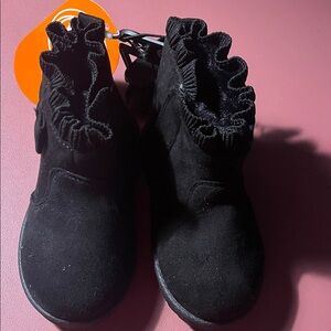 wonder nation Black Suede Bow Trim Ankle Boots